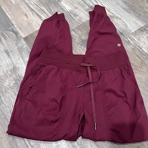Lululemon burgundy dance studio joggers size 8